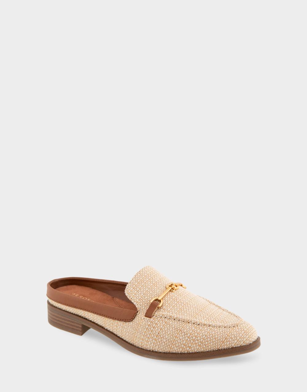 Aerosoles Comfortable Women's Tailored Loafer In Natural Tan Raffia