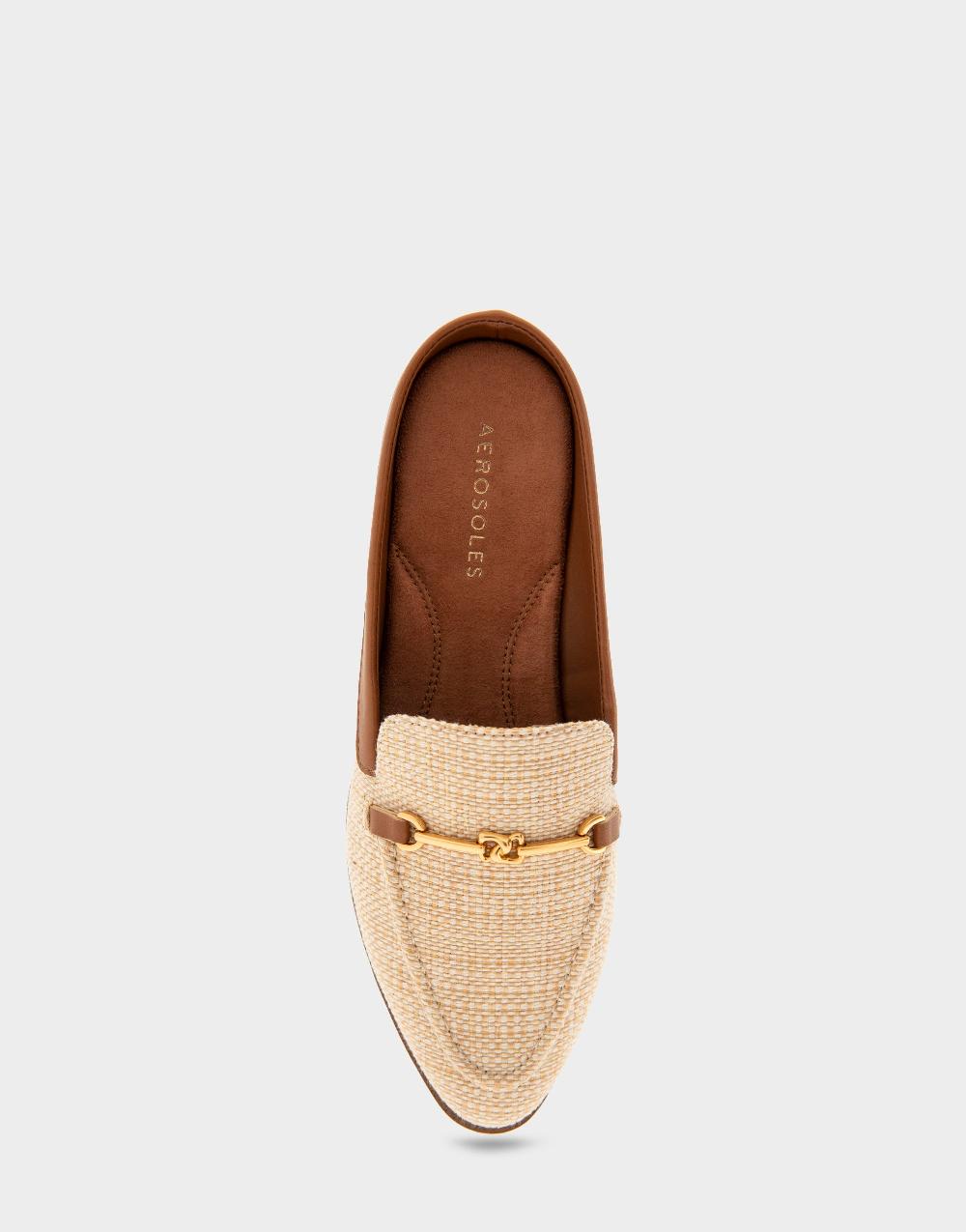 Aerosoles Comfortable Women's Tailored Loafer In Natural Tan Raffia