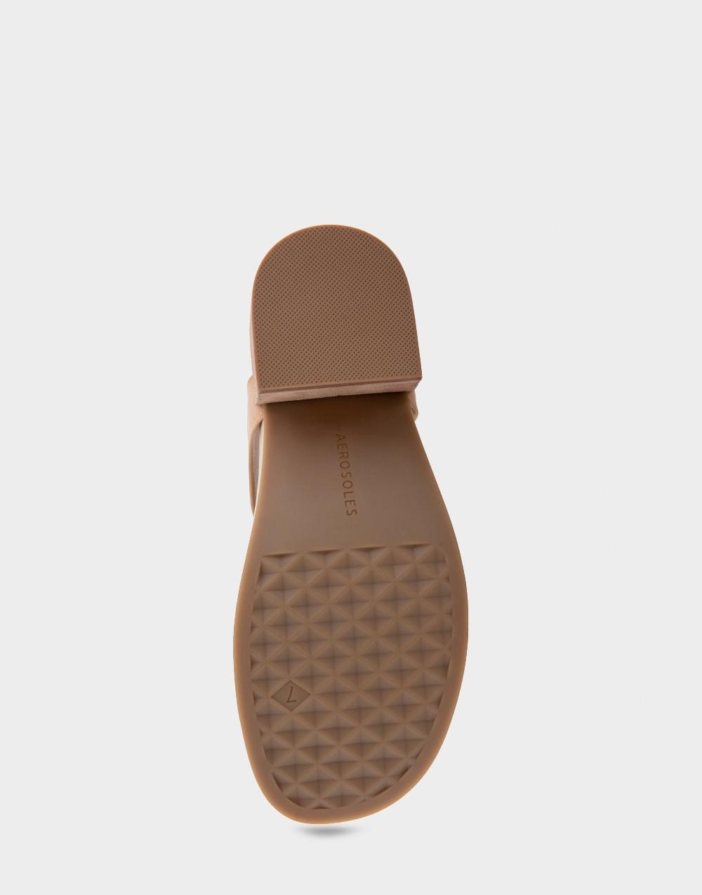 Aerosoles Comfortable Women's Thong Sandals In Beige Bisque Leather