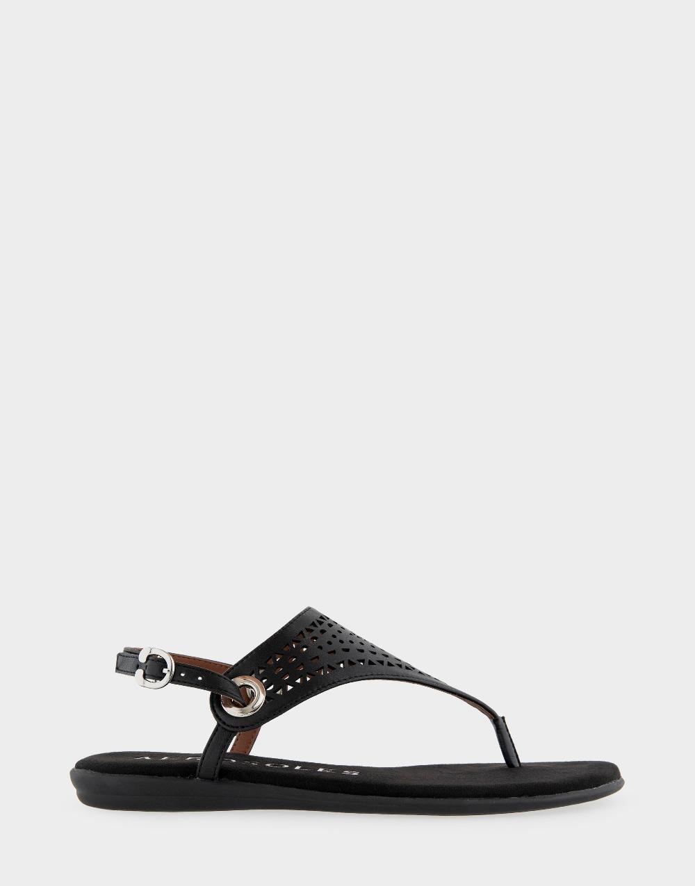 aerosoles Comfortable Women's Thong Sandals in Black Faux Leather Faux Leather