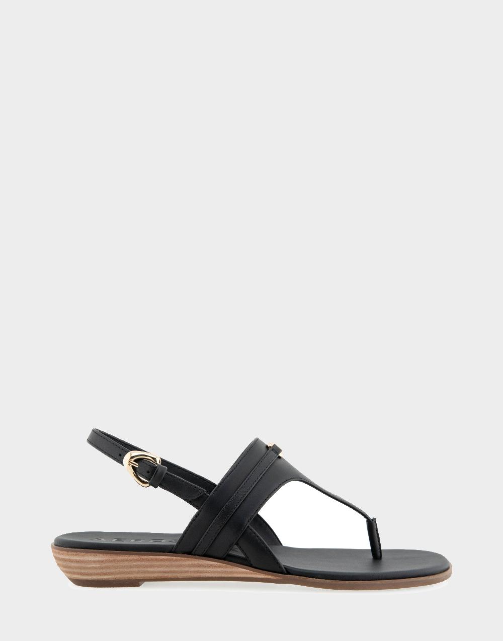 aerosoles Comfortable Women's Thong Sandals in Black Faux Leather