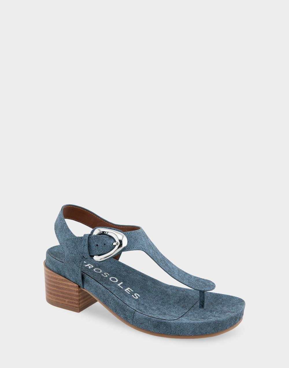 Aerosoles Comfortable Women's Thong Sandals In Blue Jean Denim Fabric