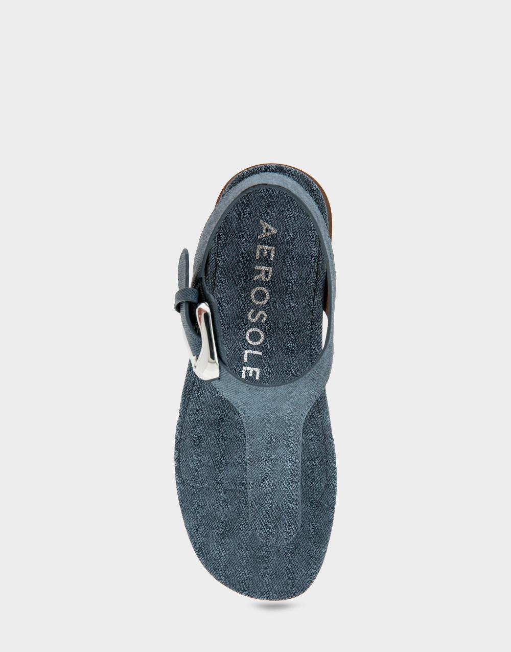 Aerosoles Comfortable Women's Thong Sandals In Blue Jean Denim Fabric
