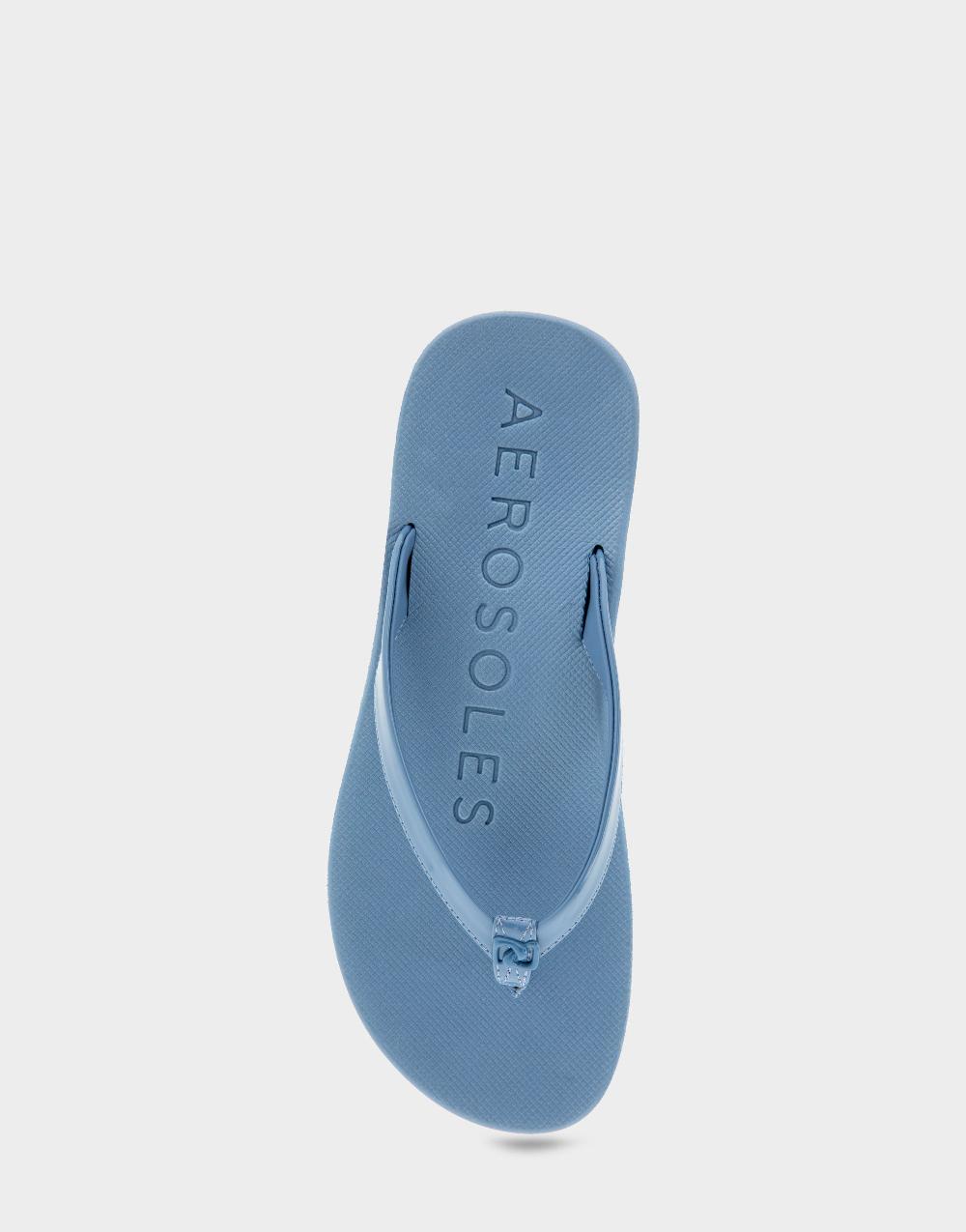 Aerosoles Comfortable Women's Thong Sandals In Blue Jean Faux Leather