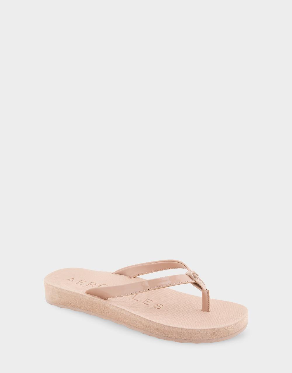 Aerosoles Comfortable Women's Thong Sandals In Cipria Faux Leather