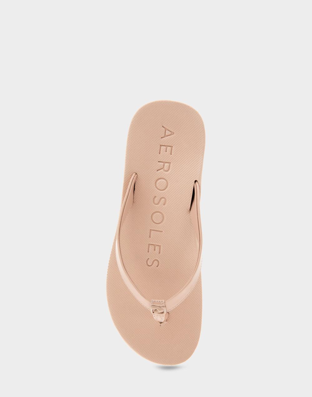 Aerosoles Comfortable Women's Thong Sandals In Cipria Faux Leather