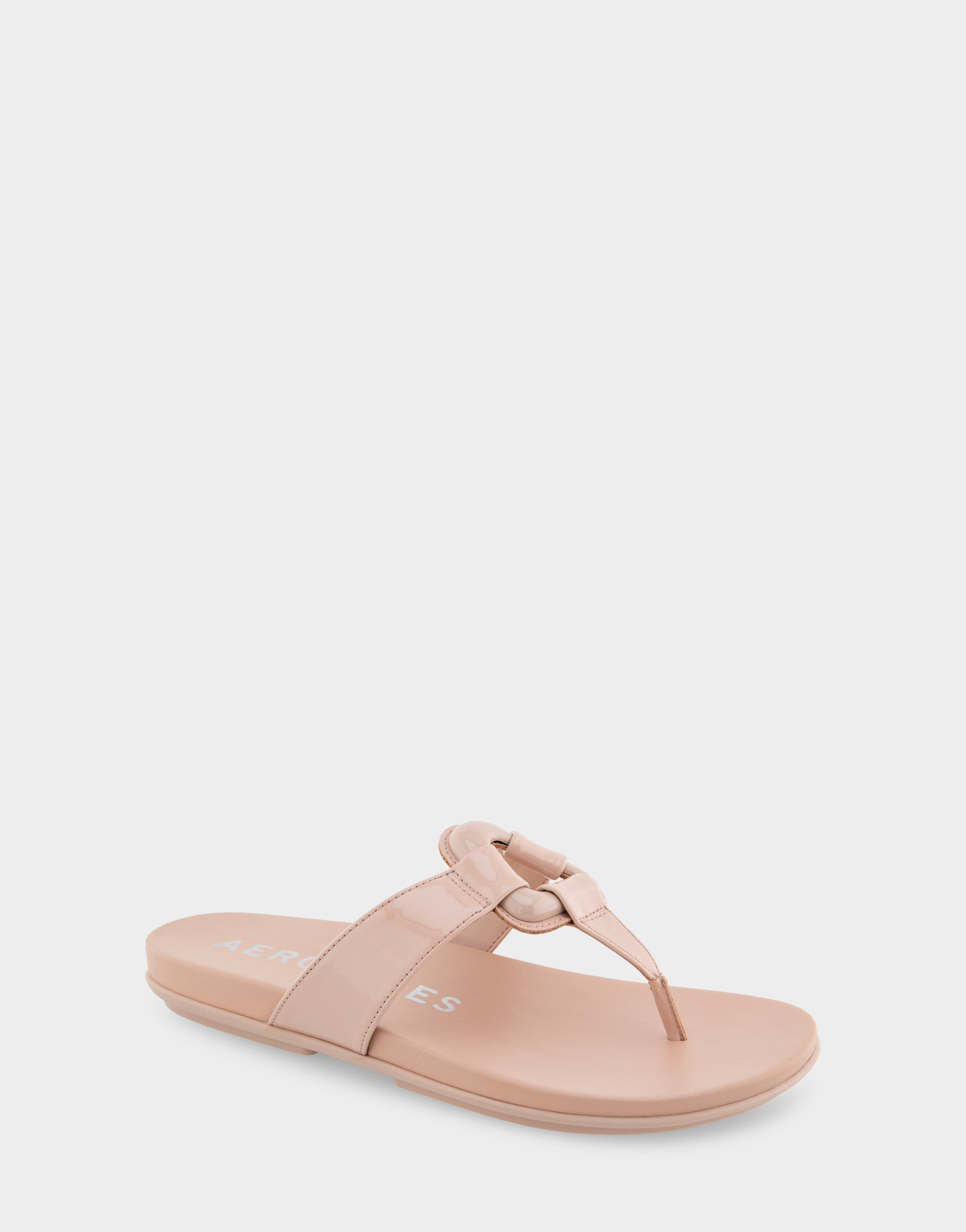 Aerosoles Comfortable Women's Thong Sandals In Cipria Patent Faux Leather Patent