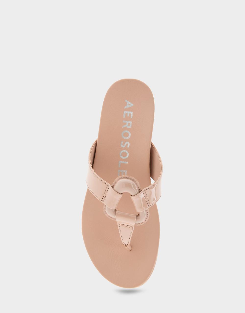 Aerosoles Comfortable Women's Thong Sandals In Cipria Patent Faux Leather Patent