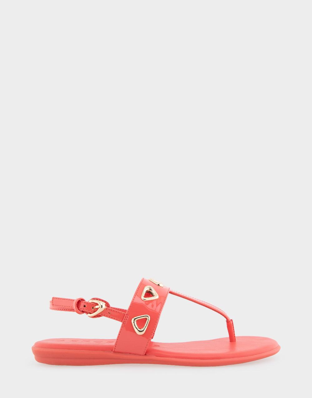 aerosoles Comfortable Women's Thong Sandals in Coral Patent Faux Leather