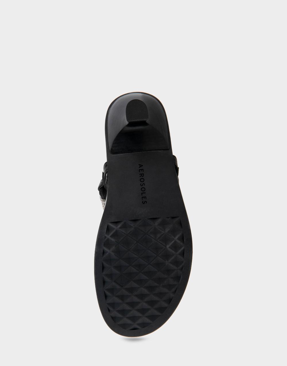 Aerosoles Comfortable Women's Thong Sandals In Crystal/black Rope Fabric