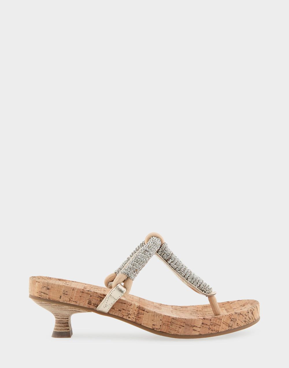 aerosoles Comfortable Women's Thong Sandals in Crystal/champagne Rope