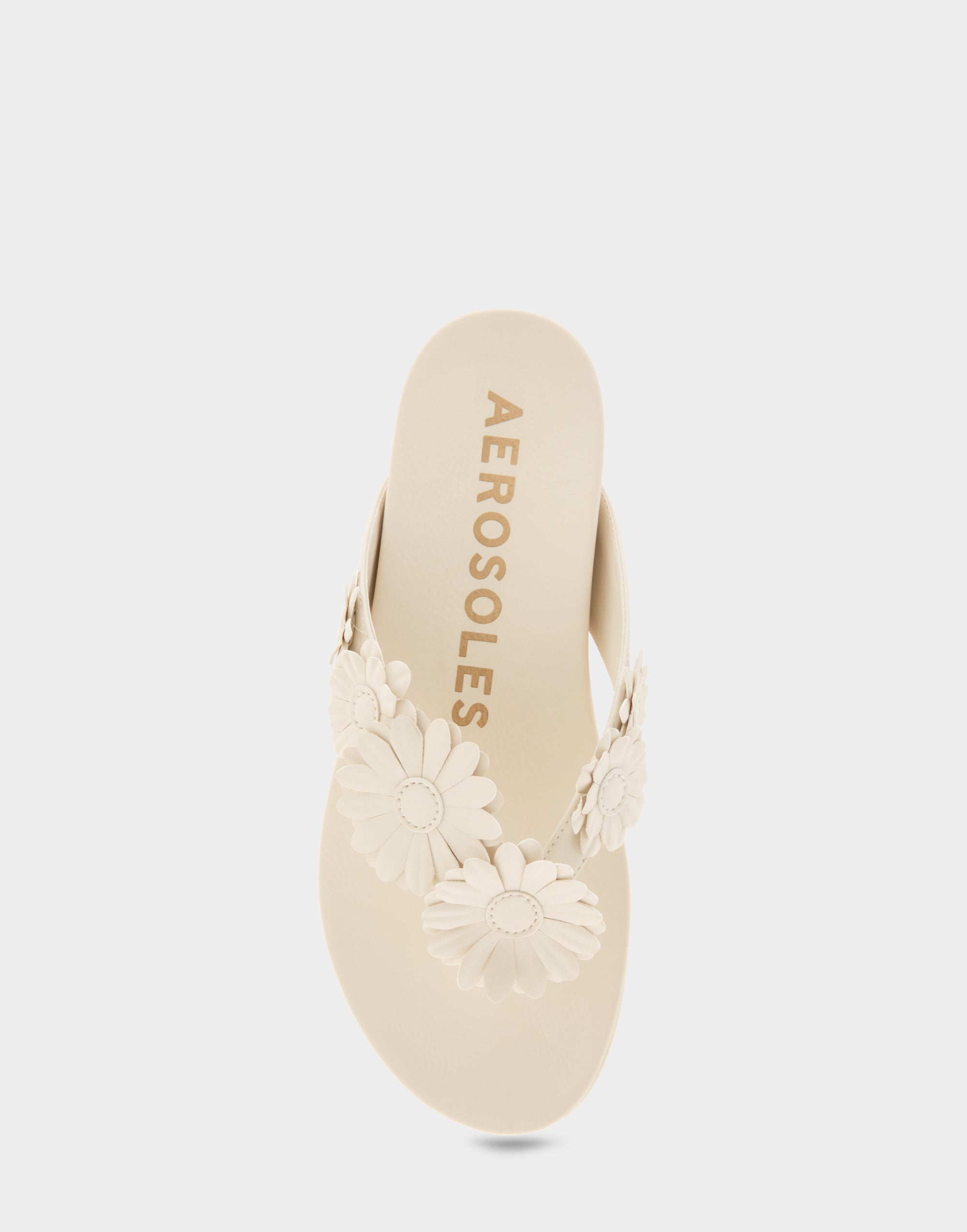 Aerosoles Comfortable Women's Thong Sandals In Eggnog Faux Leather