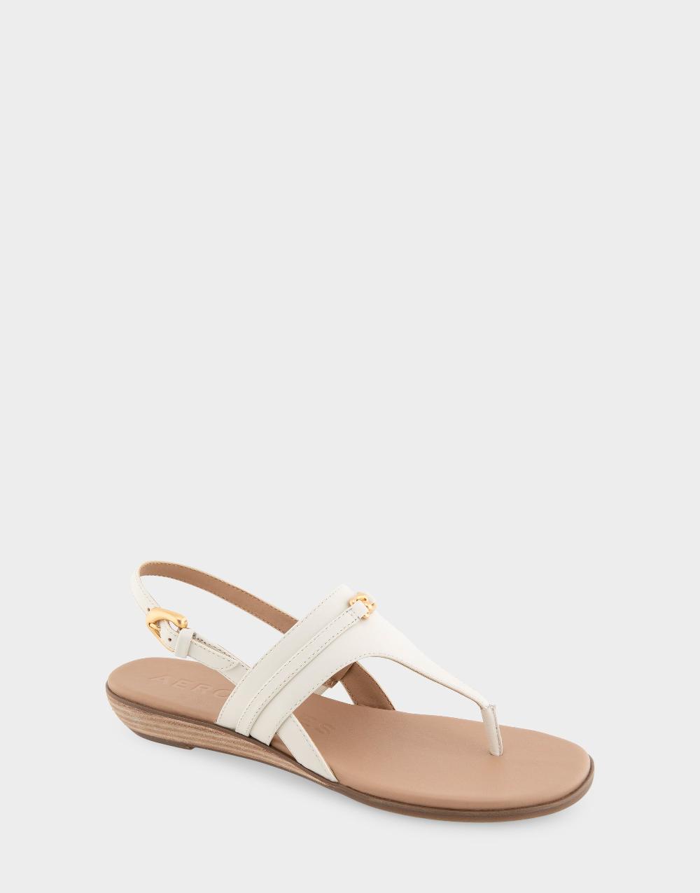Aerosoles Comfortable Women's Thong Sandals In Eggnog Faux Leather