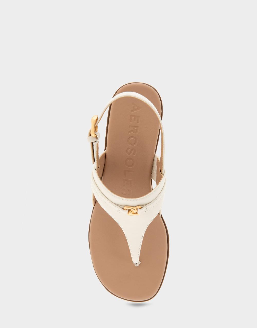 Aerosoles Comfortable Women's Thong Sandals In Eggnog Faux Leather