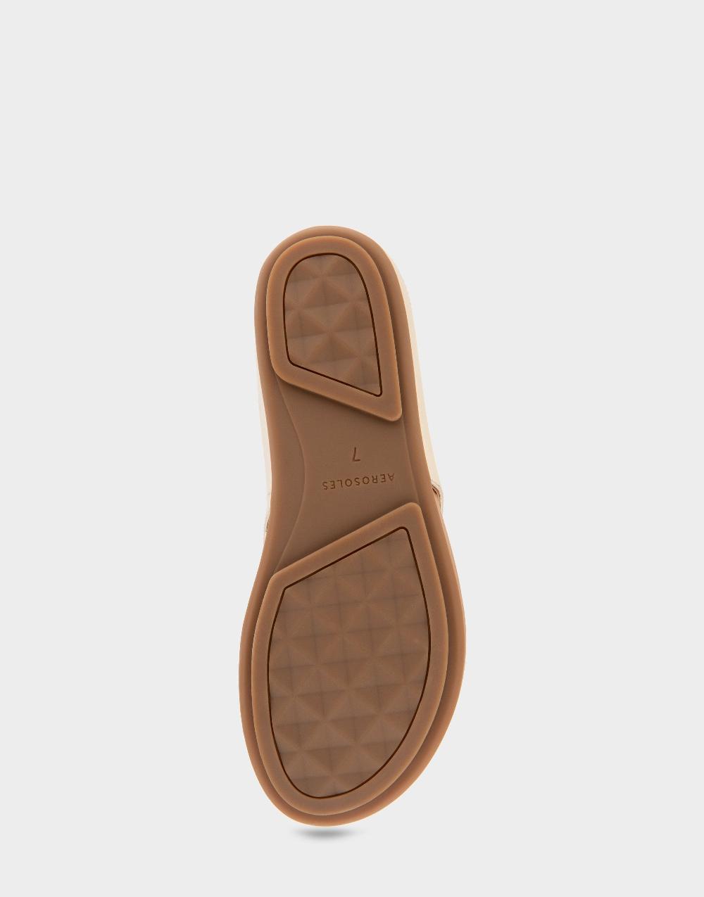 aerosoles Comfortable Women's Thong Sandals In Gold Metallic Textured Faux Leather