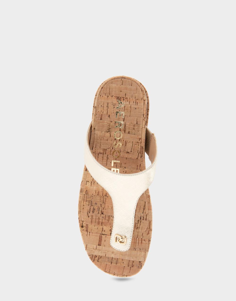 Aerosoles Comfortable Women's Thong Sandals In Gold Metallic Textured Faux Leather/cork