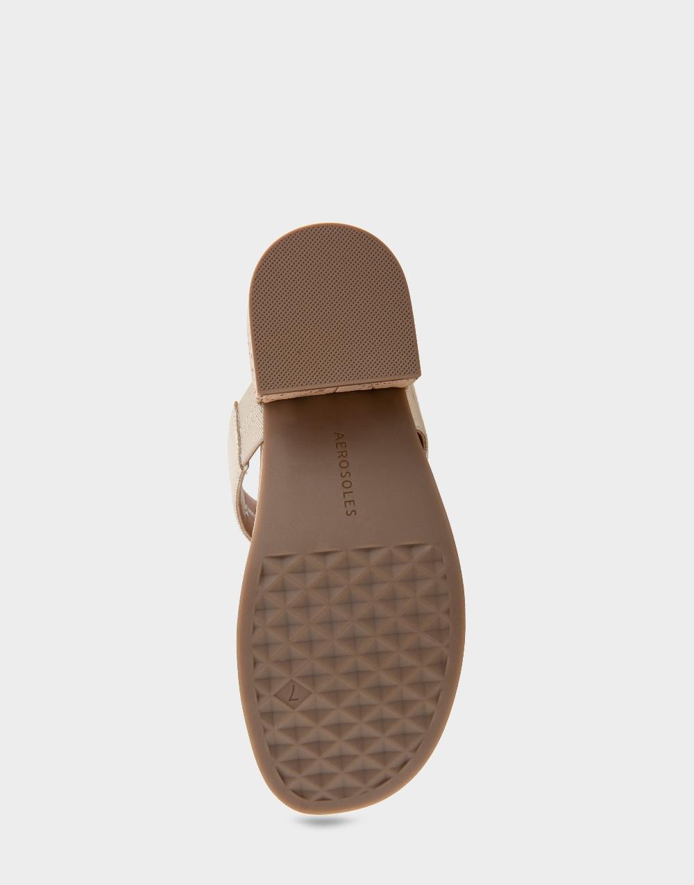 Aerosoles Comfortable Women's Thong Sandals In Gold Metallic Textured Faux Leather/cork