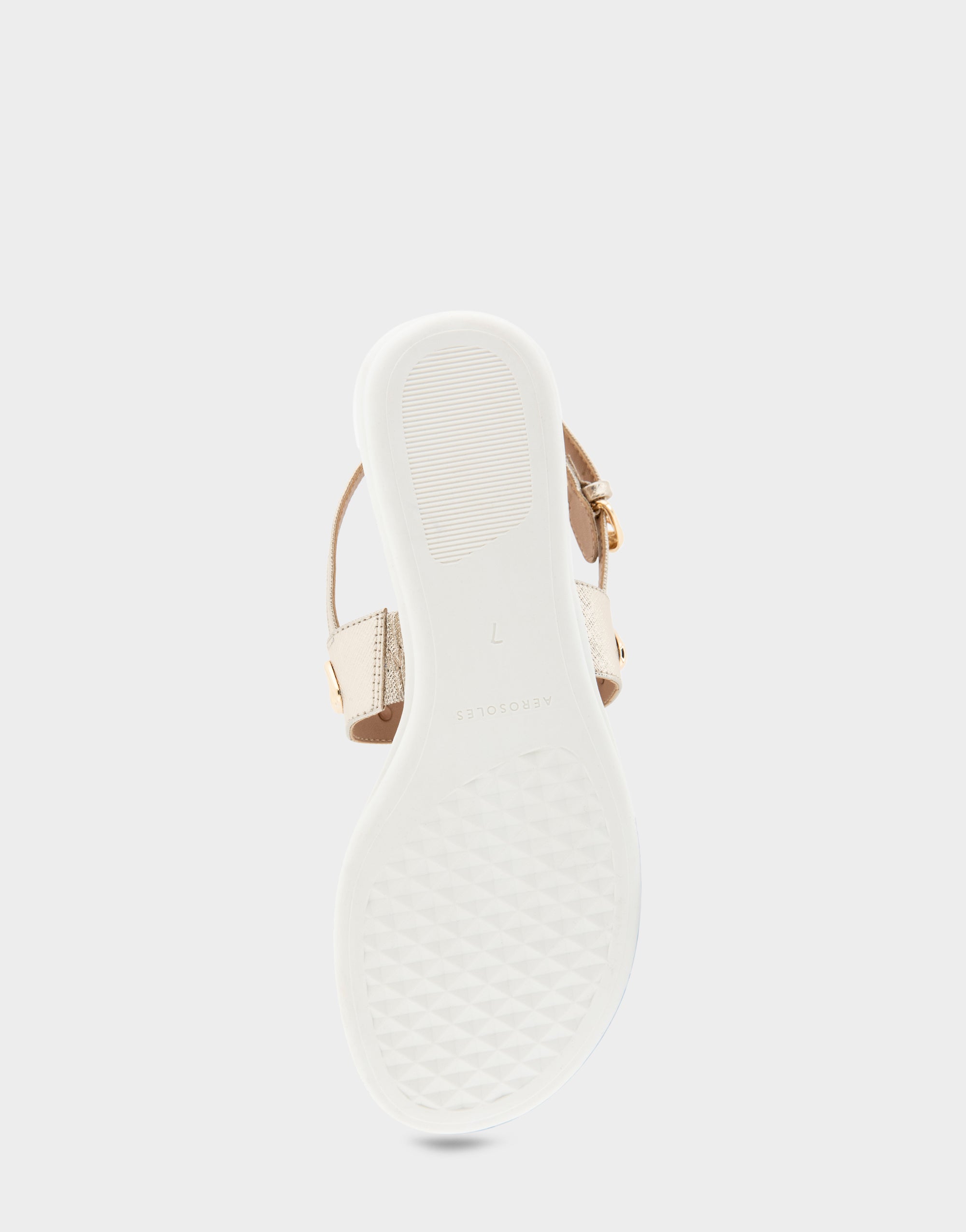 Aerosoles Comfortable Women's Thong Sandals In Gold Metallic Textured Faux Leather