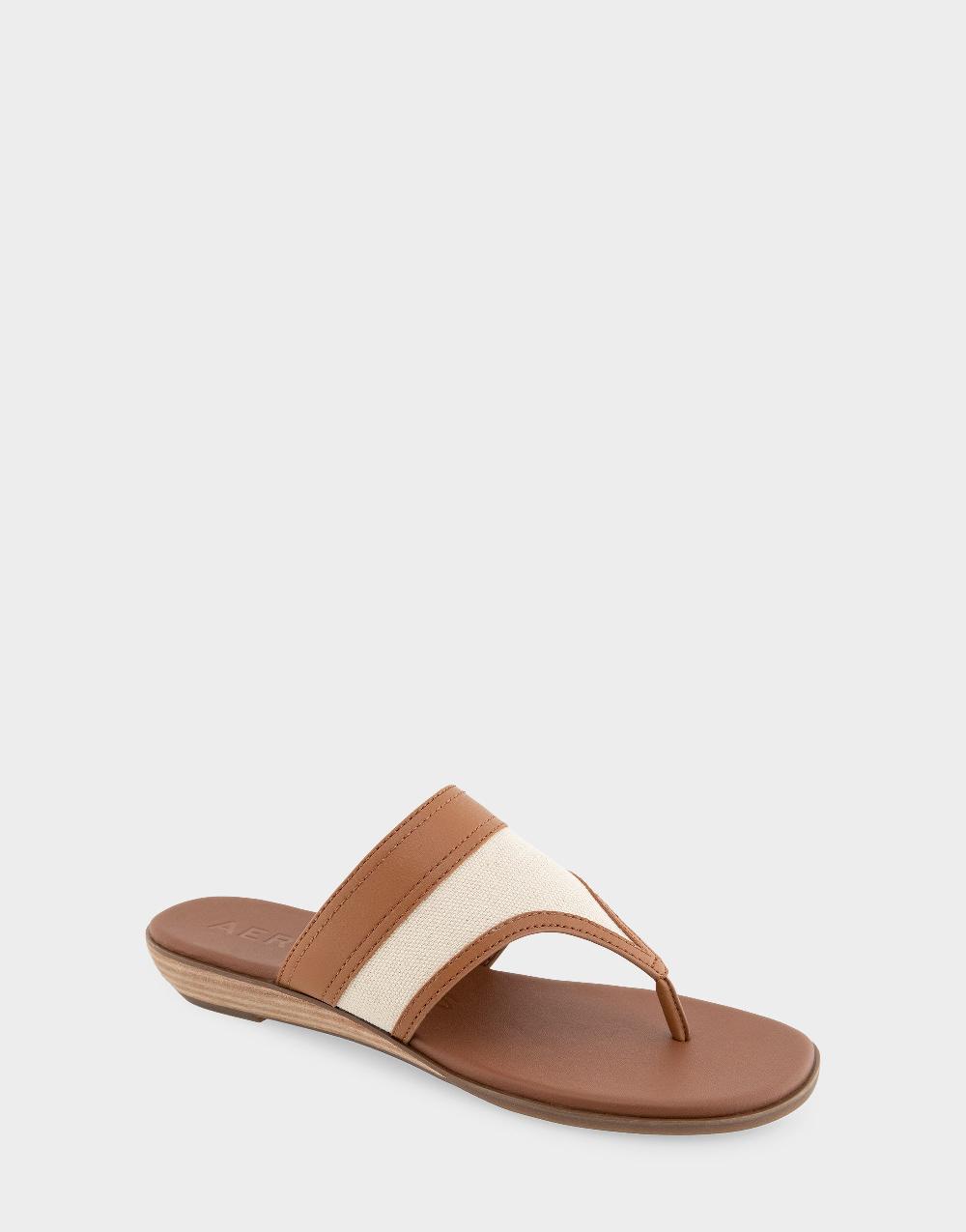 Aerosoles Comfortable Women's Thong Sandals In Natural/tan Canvas Canvas Fabric