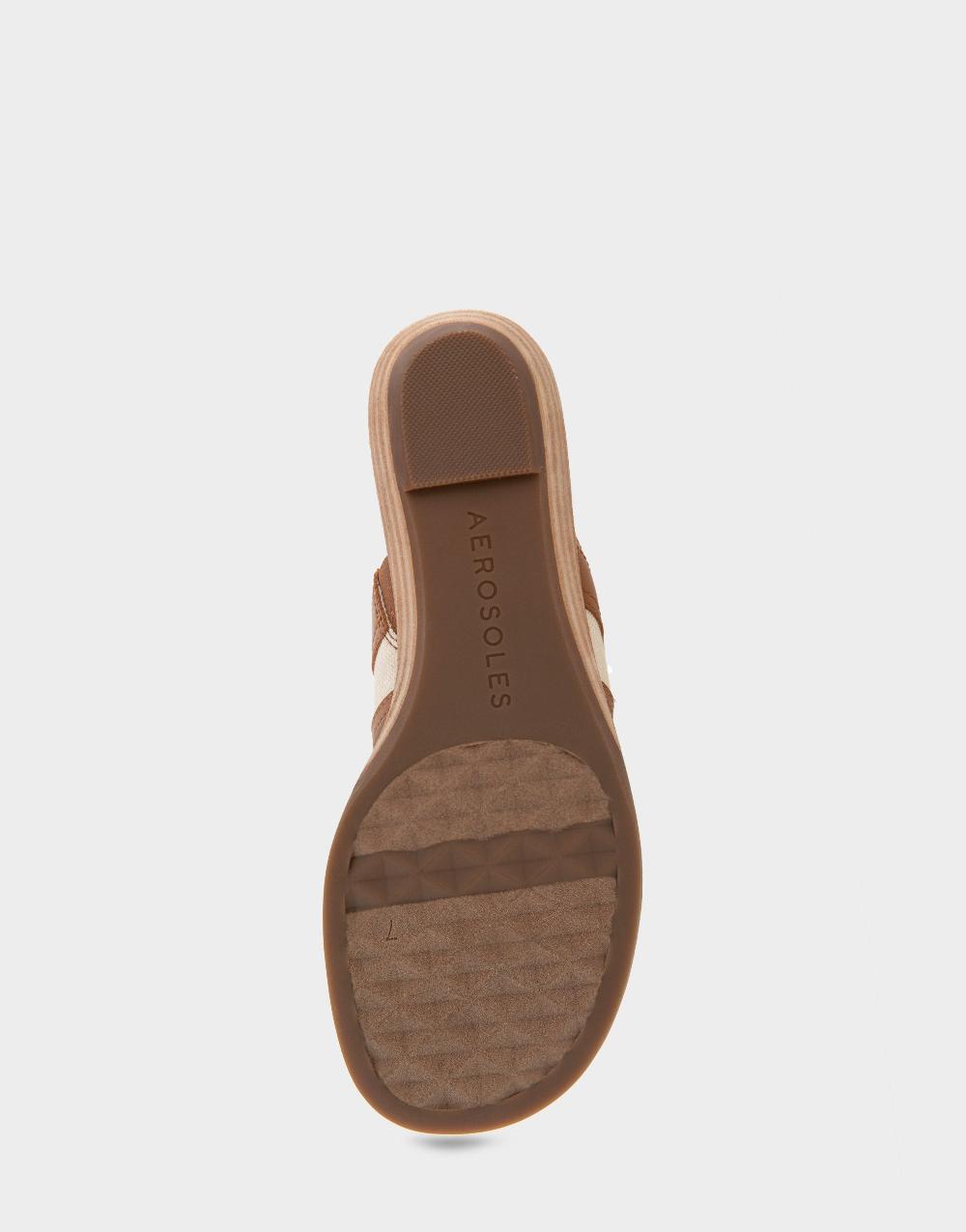 Aerosoles Comfortable Women's Thong Sandals In Natural/tan Canvas Canvas Fabric