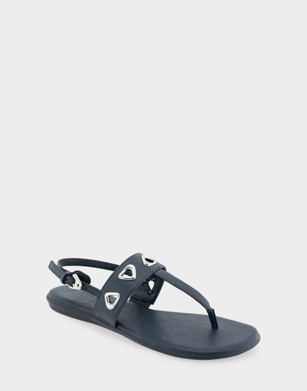 Aerosoles Comfortable Women's Thong Sandals In Navy Faux Leather