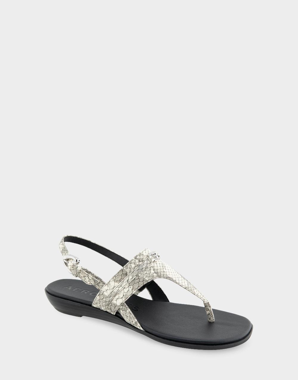 Aerosoles Comfortable Women's Thong Sandals In Roccia Embossed Snake Print