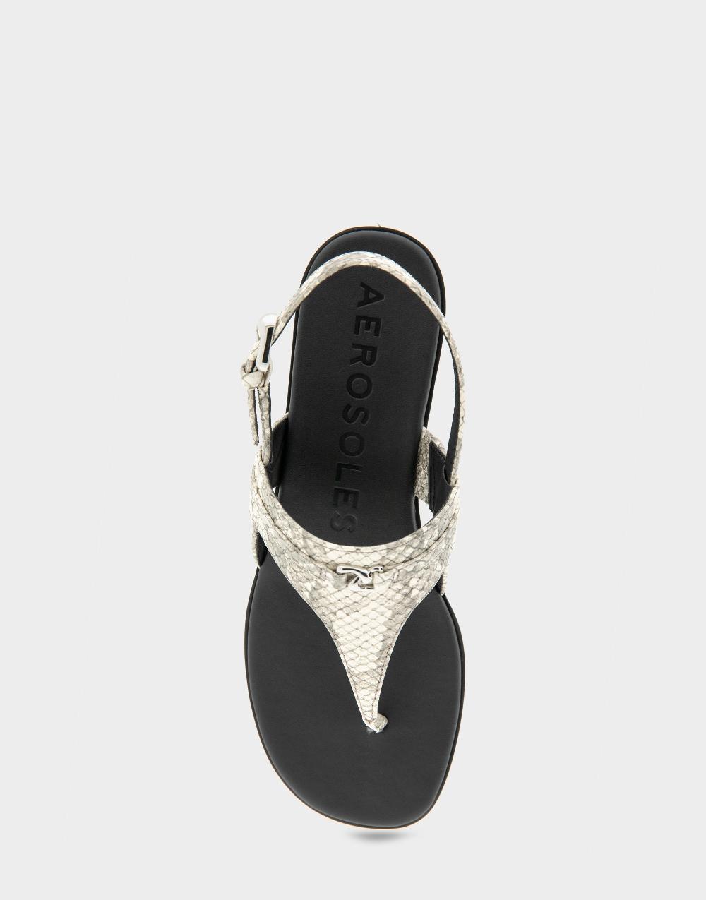 Aerosoles Comfortable Women's Thong Sandals In Roccia Embossed Snake Print