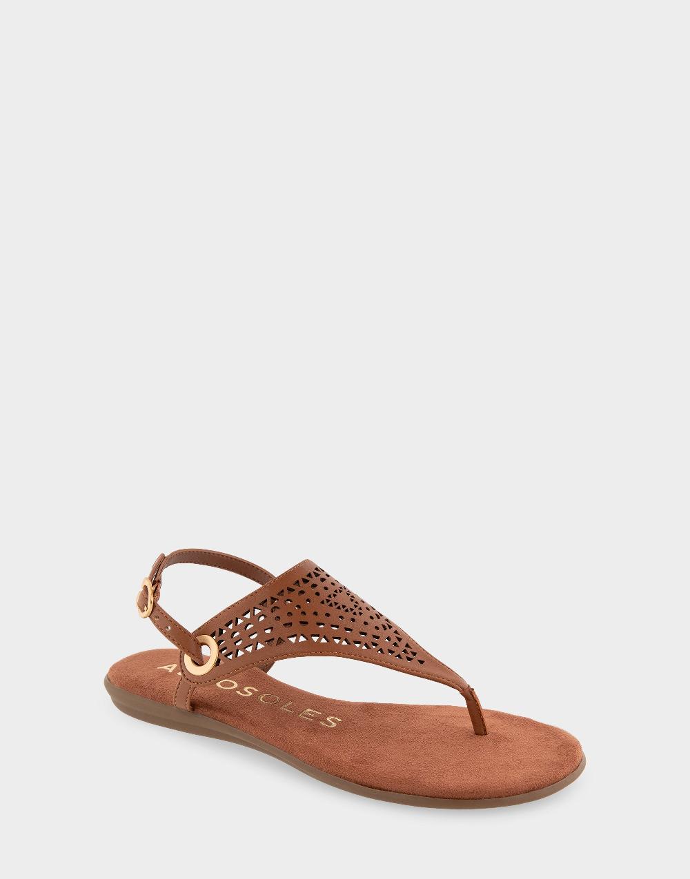 Aerosoles Comfortable Women's Thong Sandals In Tan Faux Leather