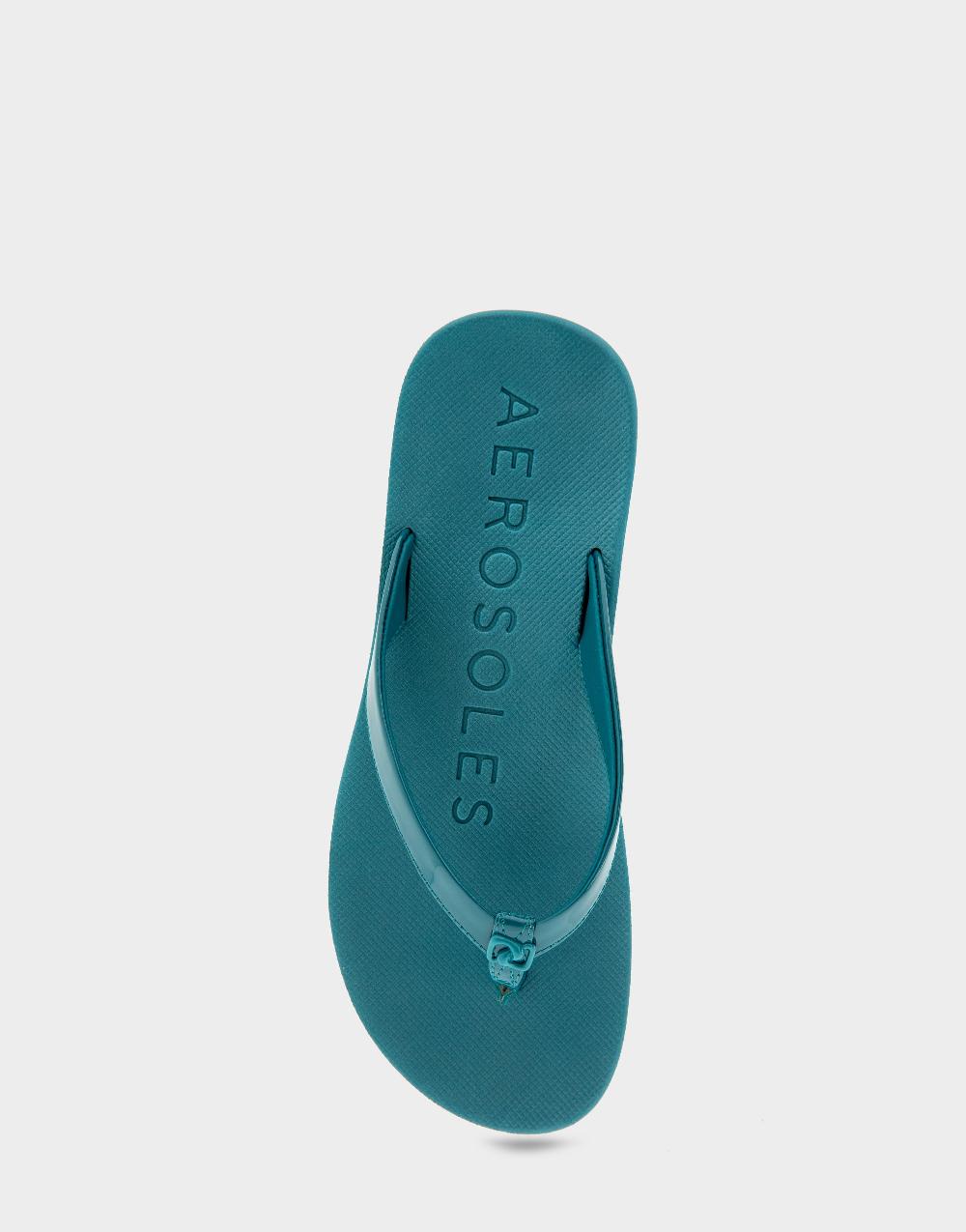 Aerosoles Comfortable Women's Thong Sandals In Teal Faux Leather