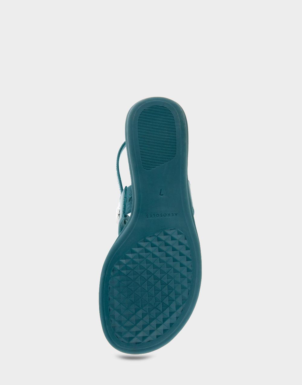 Aerosoles Comfortable Women's Thong Sandals In Teal Patent Faux Leather