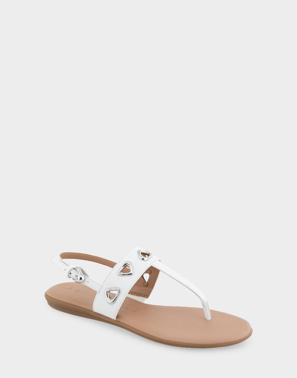 Aerosoles Comfortable Women's Thong Sandals In White Faux Leather