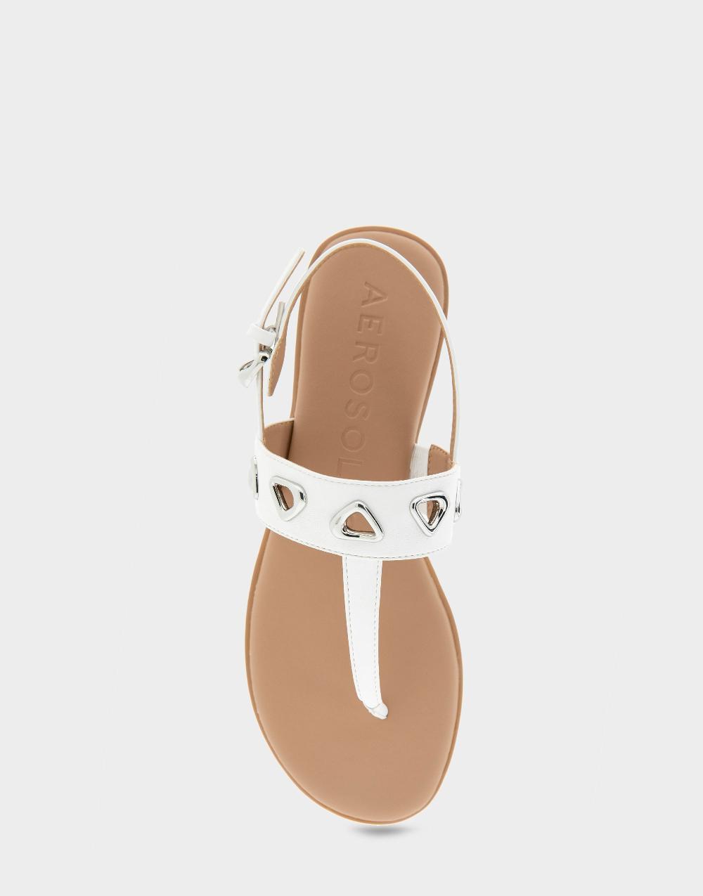 Aerosoles Comfortable Women's Thong Sandals In White Faux Leather