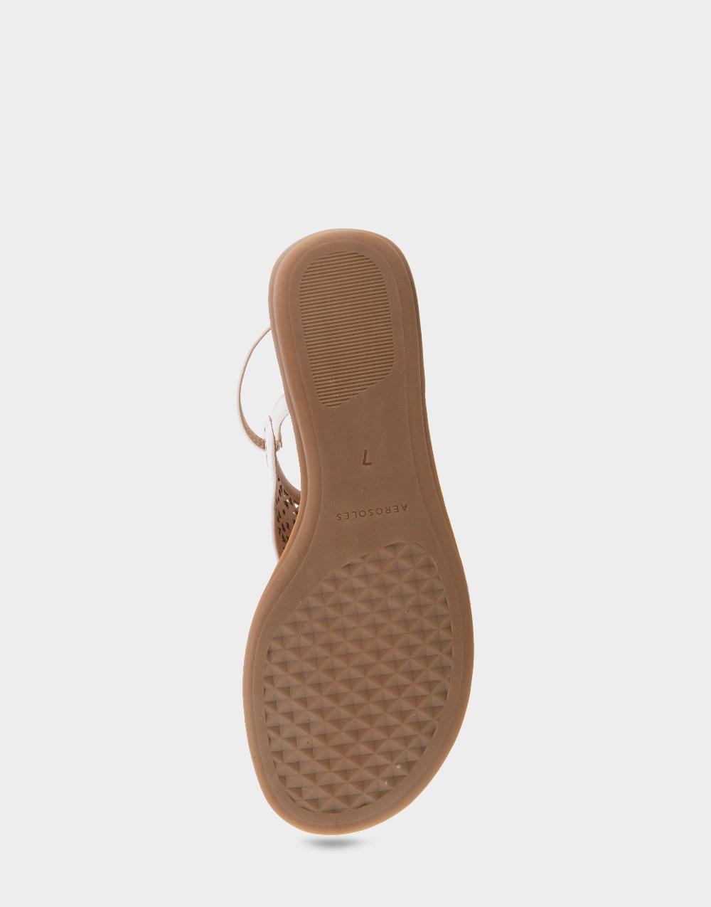 Aerosoles Comfortable Women's Thong Sandals In White Faux Leather