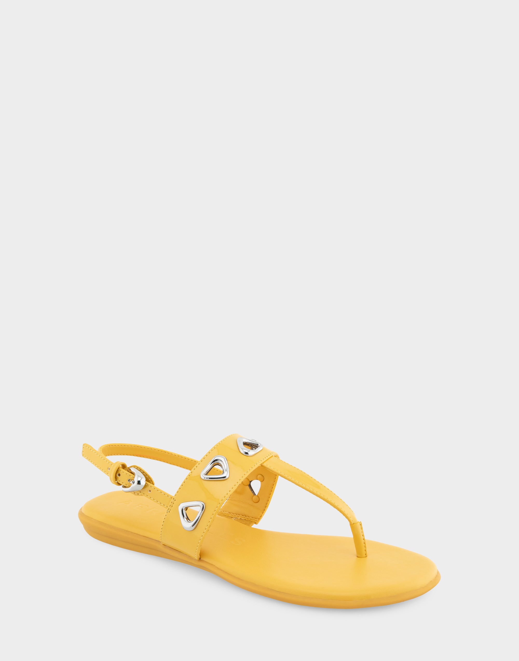 Aerosoles Comfortable Women's Thong Sandals In Yellow Patent Faux Leather