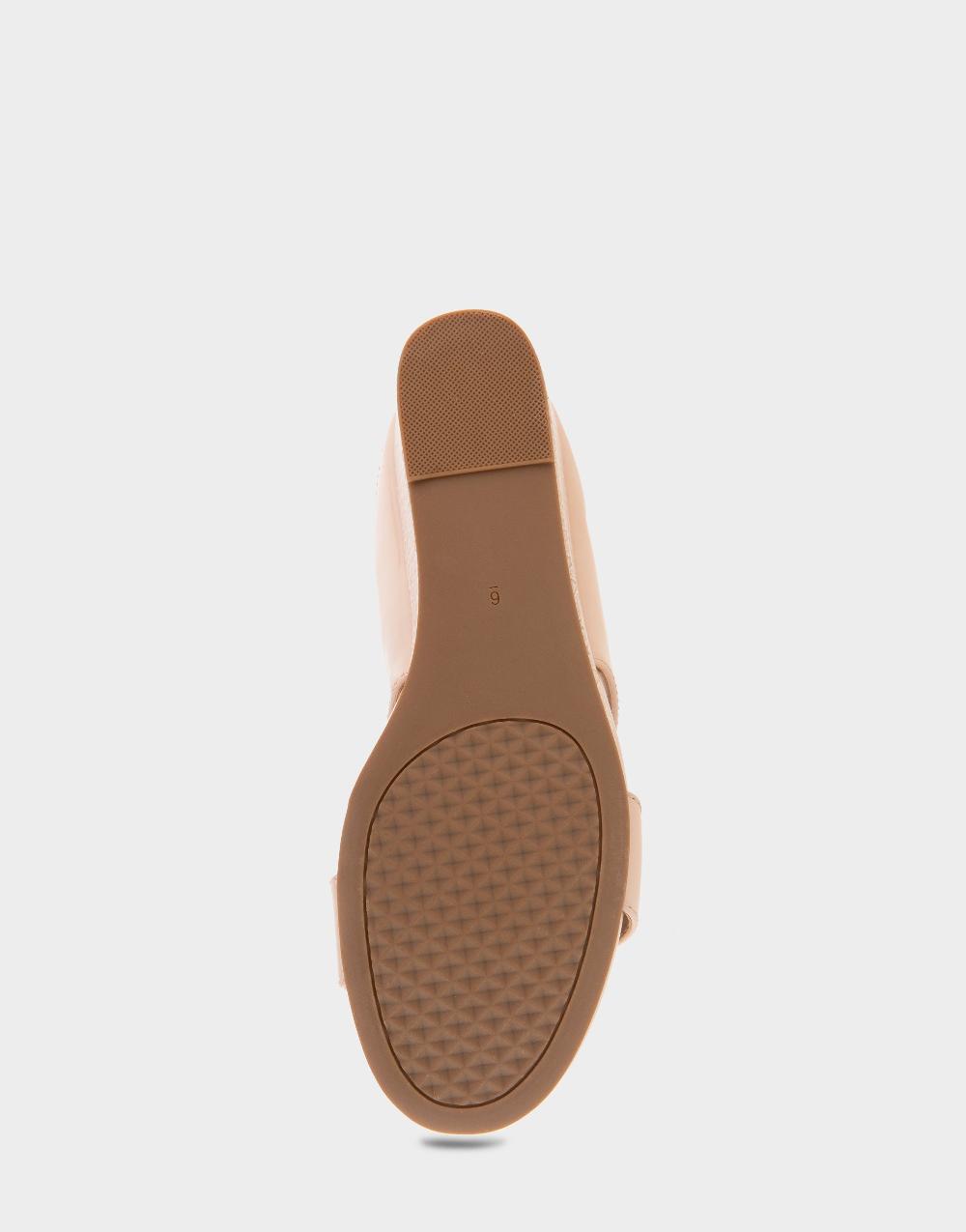 Aerosoles Comfortable Women's Two Band Mid Wedge Slide Sandal In Cipria Faux Leather