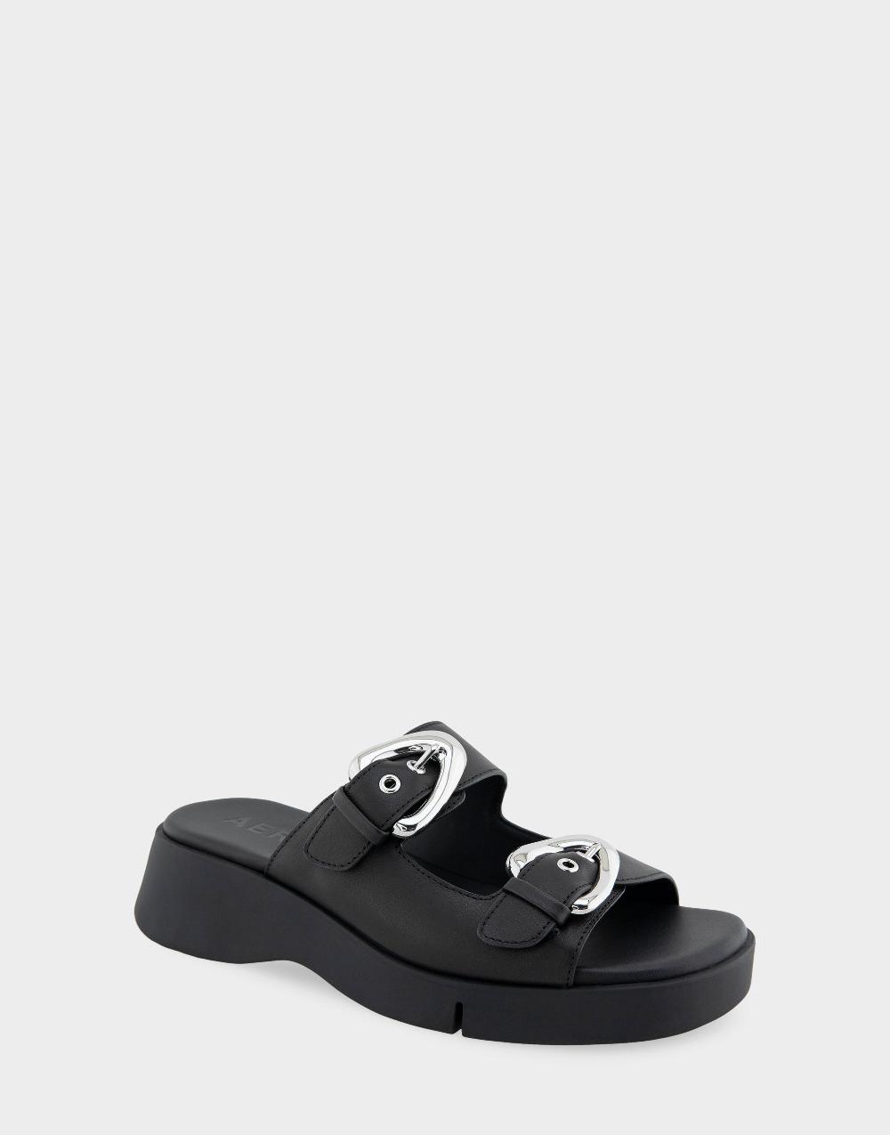 Aerosoles Comfortable Women's Walking Sandal In Black Leather