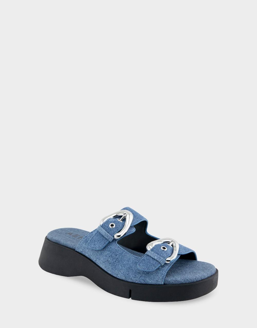 Aerosoles Comfortable Women's Walking Sandal In Blue Denim Suede