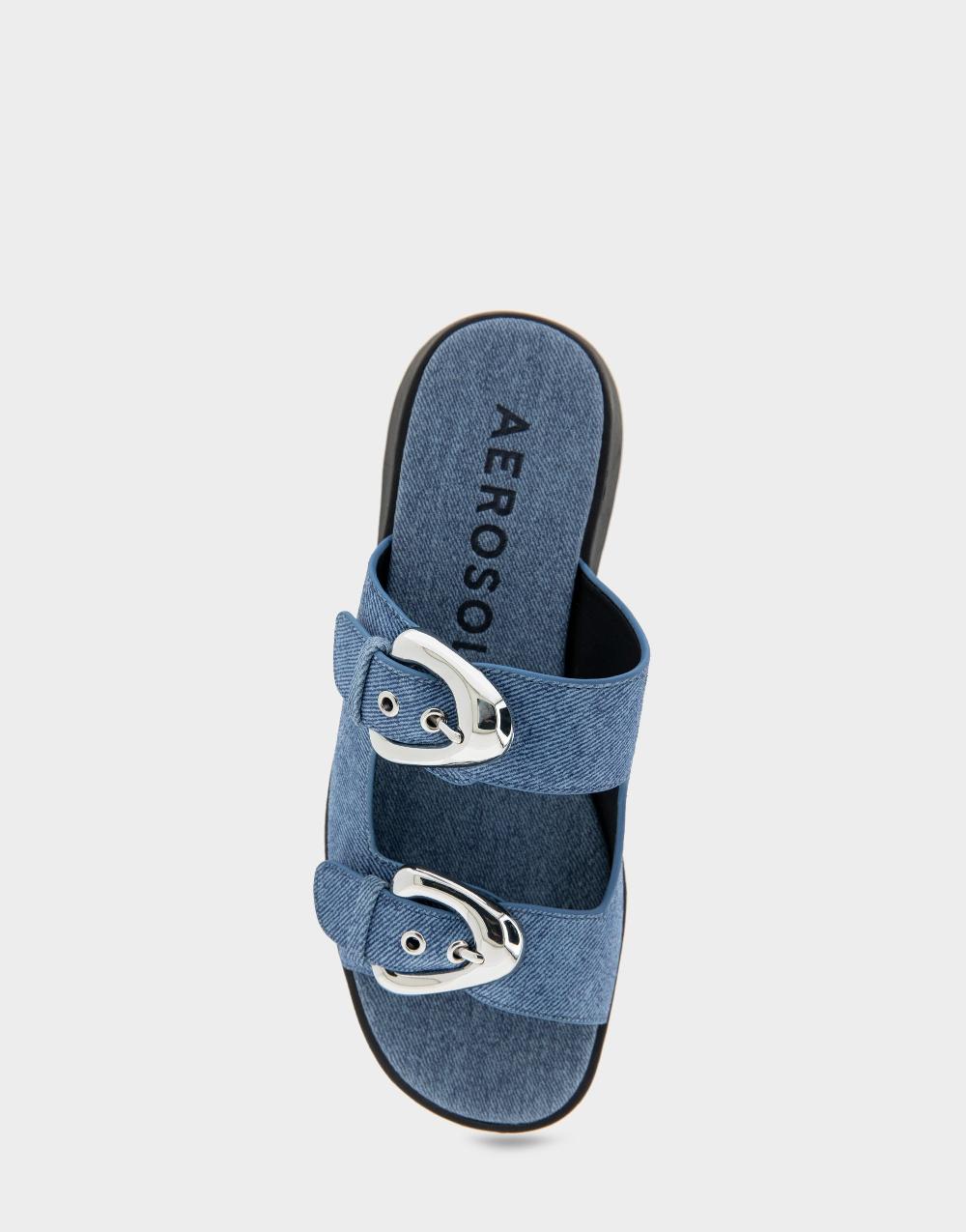 Aerosoles Comfortable Women's Walking Sandal In Blue Denim Suede