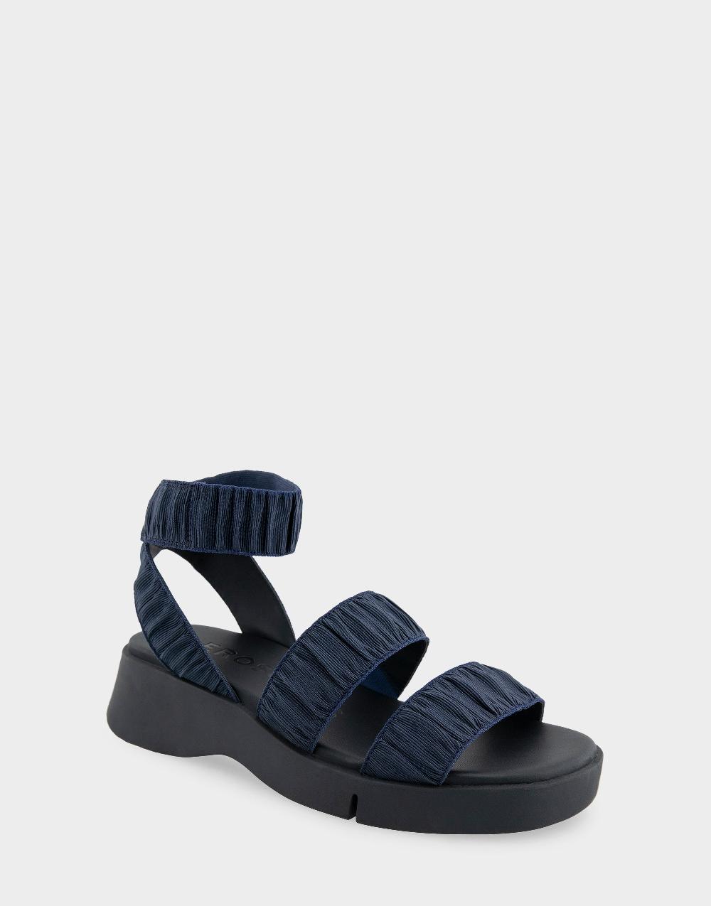 Aerosoles Comfortable Women's Walking Sandal In Navy Rouched Elastic Fabric