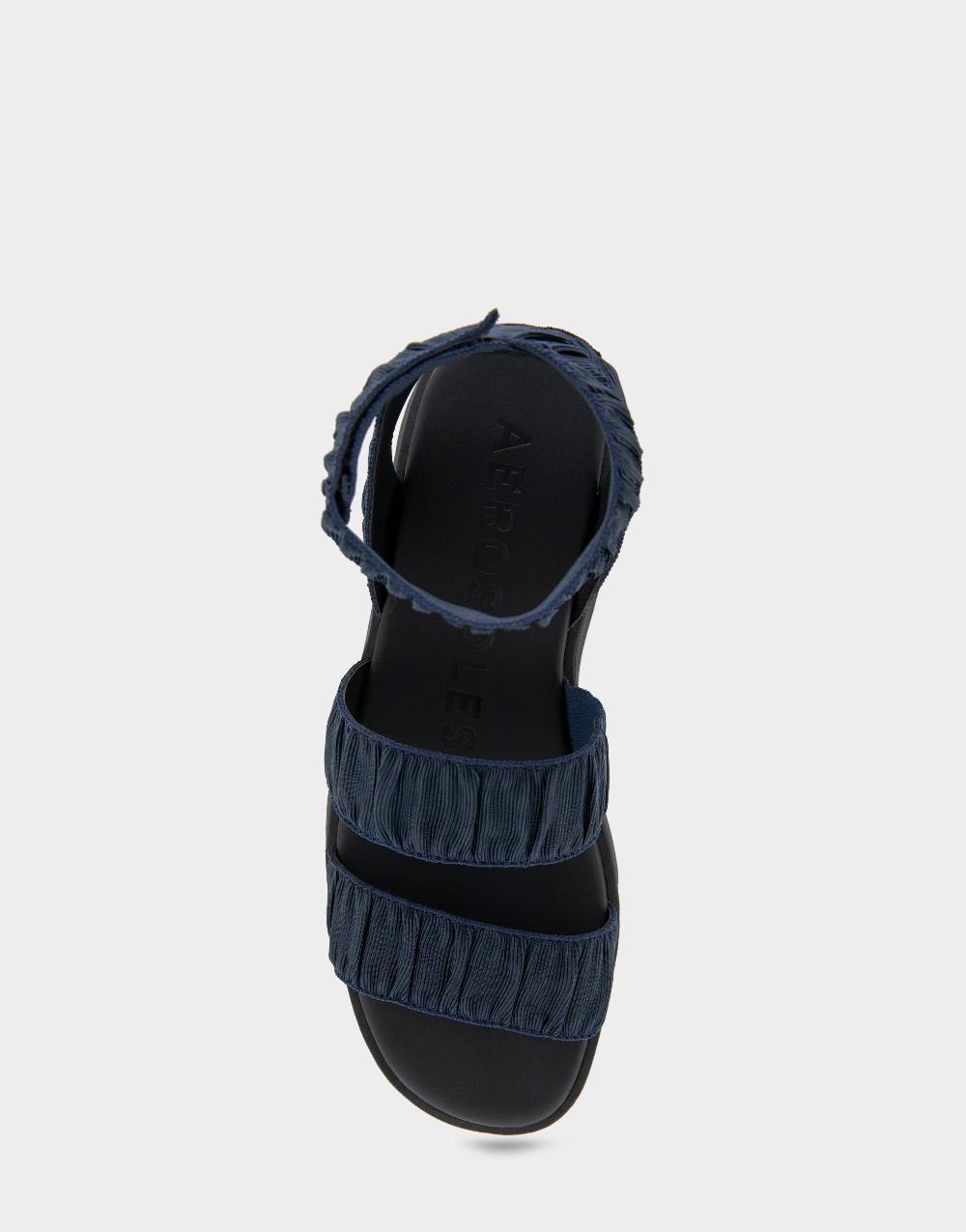 Aerosoles Comfortable Women's Walking Sandal In Navy Rouched Elastic Fabric