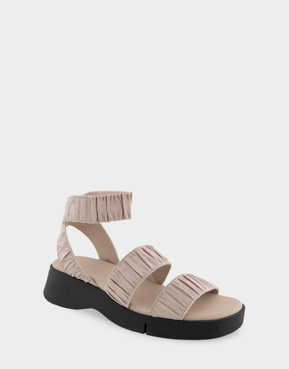 Aerosoles Comfortable Women's Walking Sandal In Stone Rouched Elastic Fabric