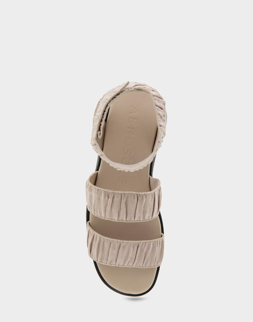 Aerosoles Comfortable Women's Walking Sandal In Stone Rouched Elastic Fabric