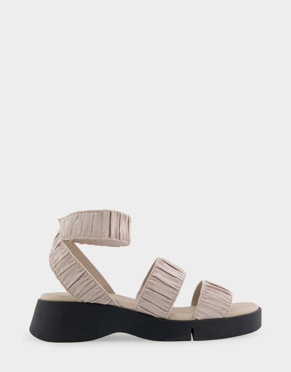 aerosoles Comfortable Women's Walking Sandal in Stone Rouched Elastic Fabric