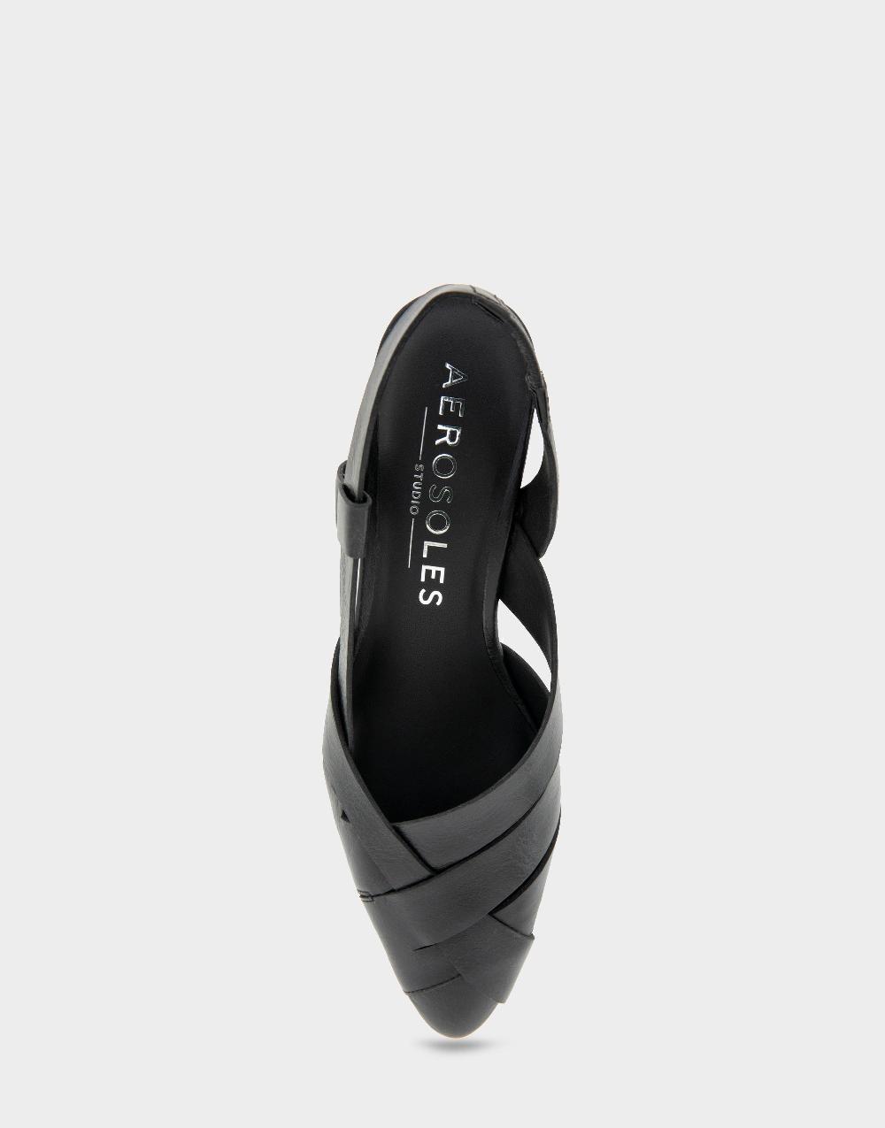 Aerosoles Comfortable Women's Wedge Heels In Black Burnished Leather