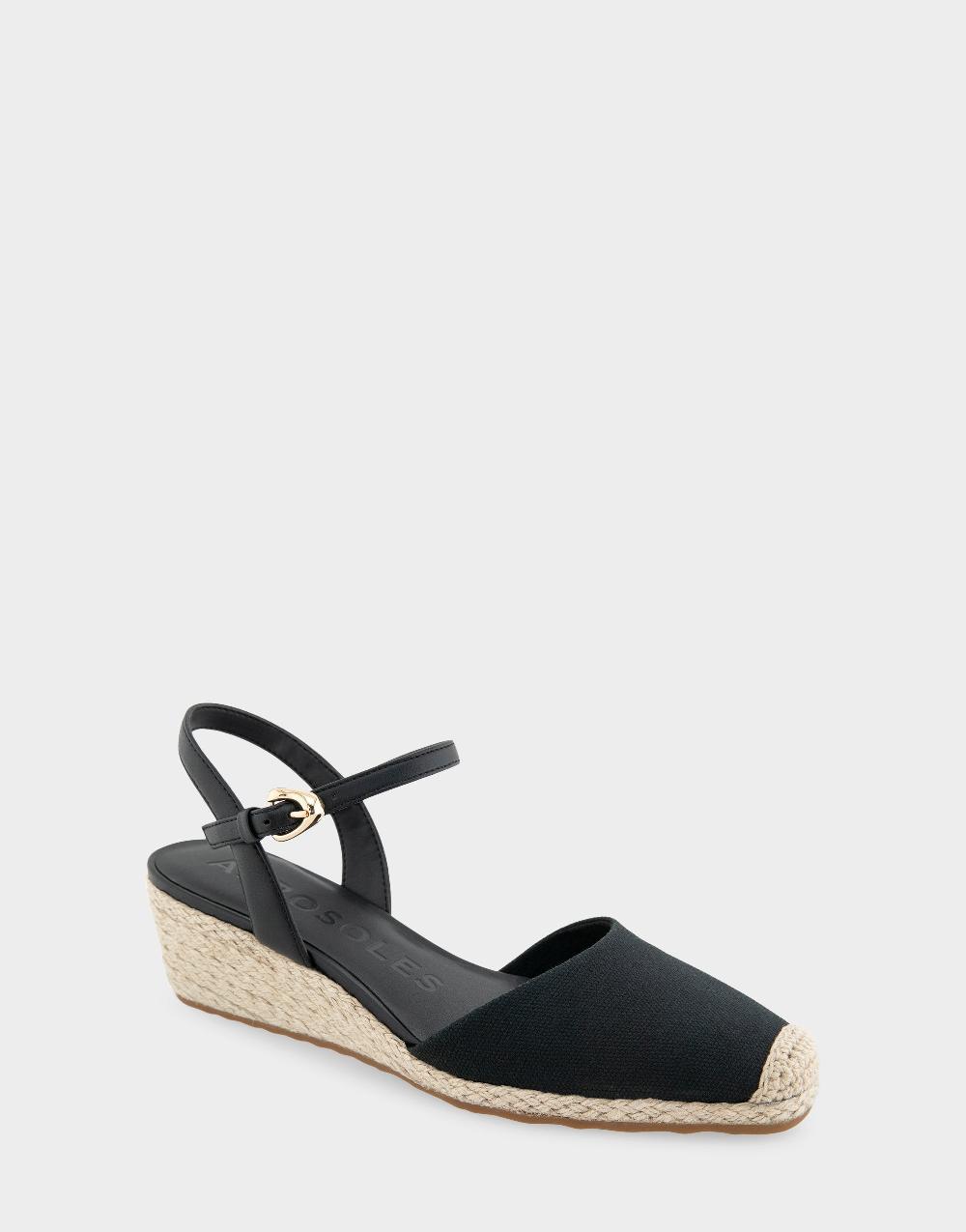 Aerosoles Comfortable Women's Wedge Heels In Black Canvas Fabric