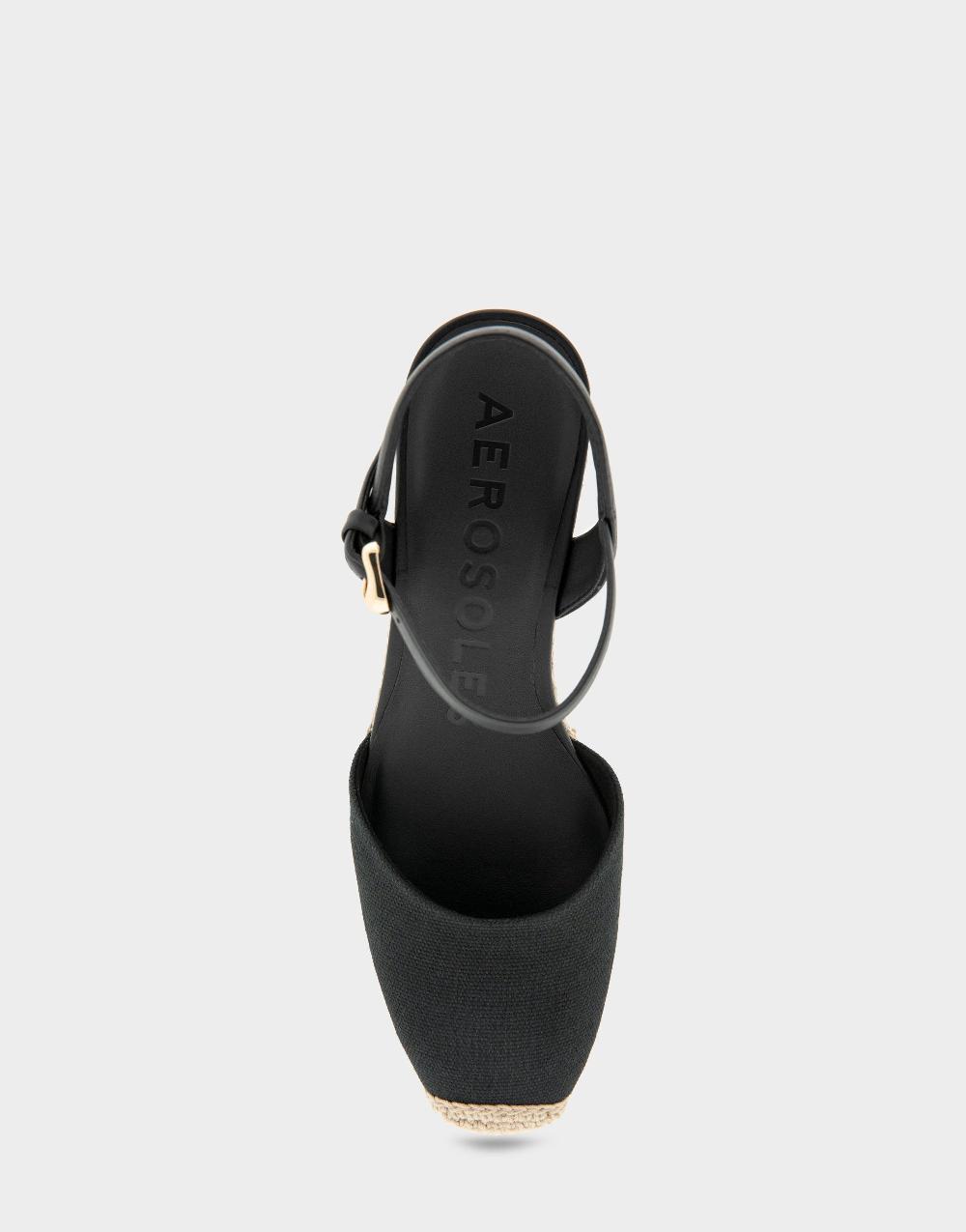 Aerosoles Comfortable Women's Wedge Heels In Black Canvas Fabric