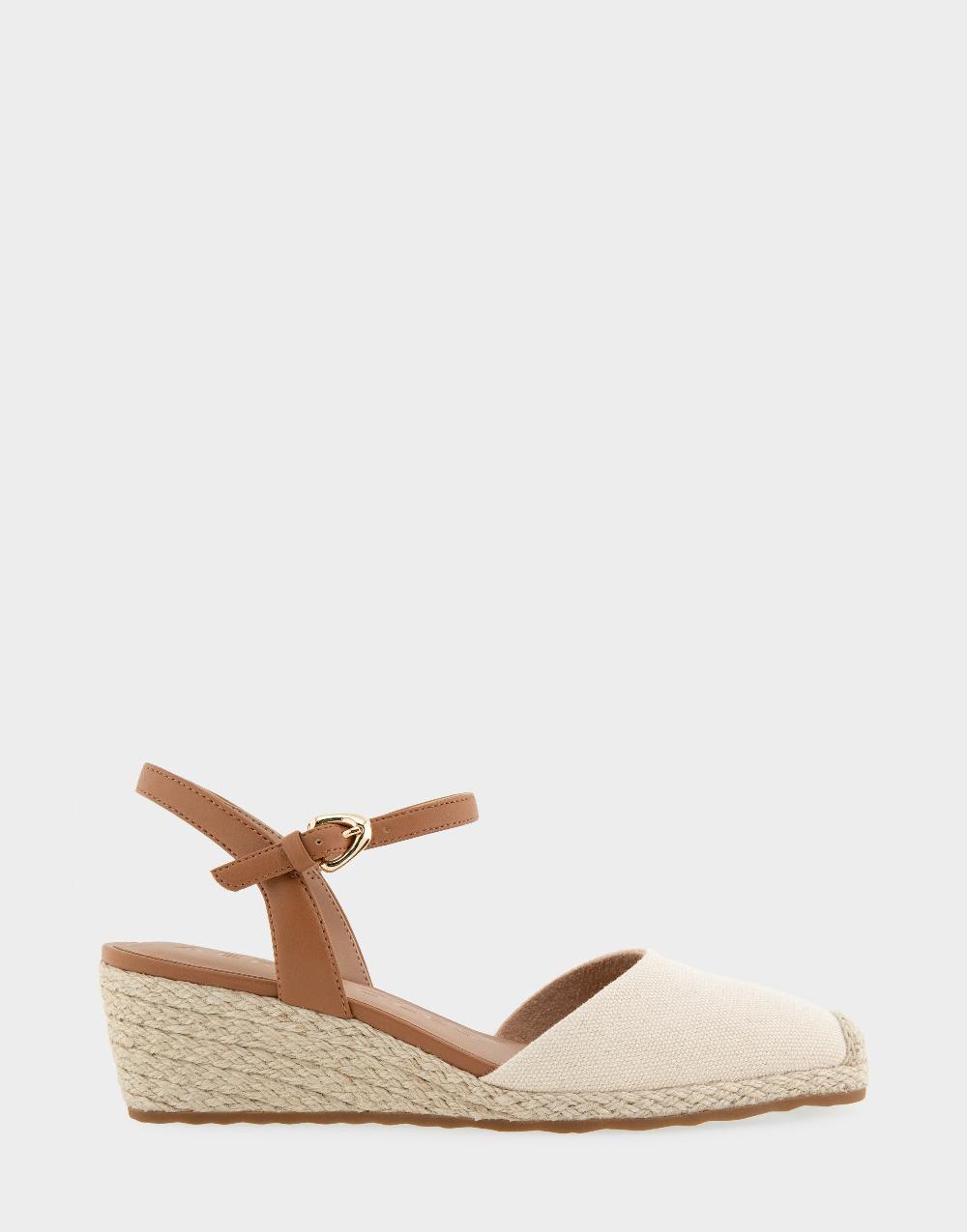 aerosoles Comfortable Women's Wedge Heels in Natural Canvas Fabric