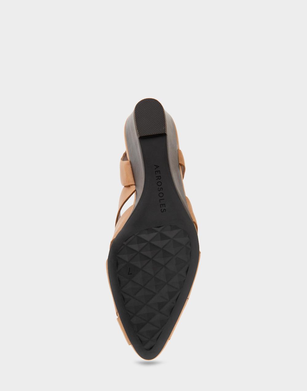 Aerosoles Comfortable Women's Wedge Heels In Tan Burnished Leather