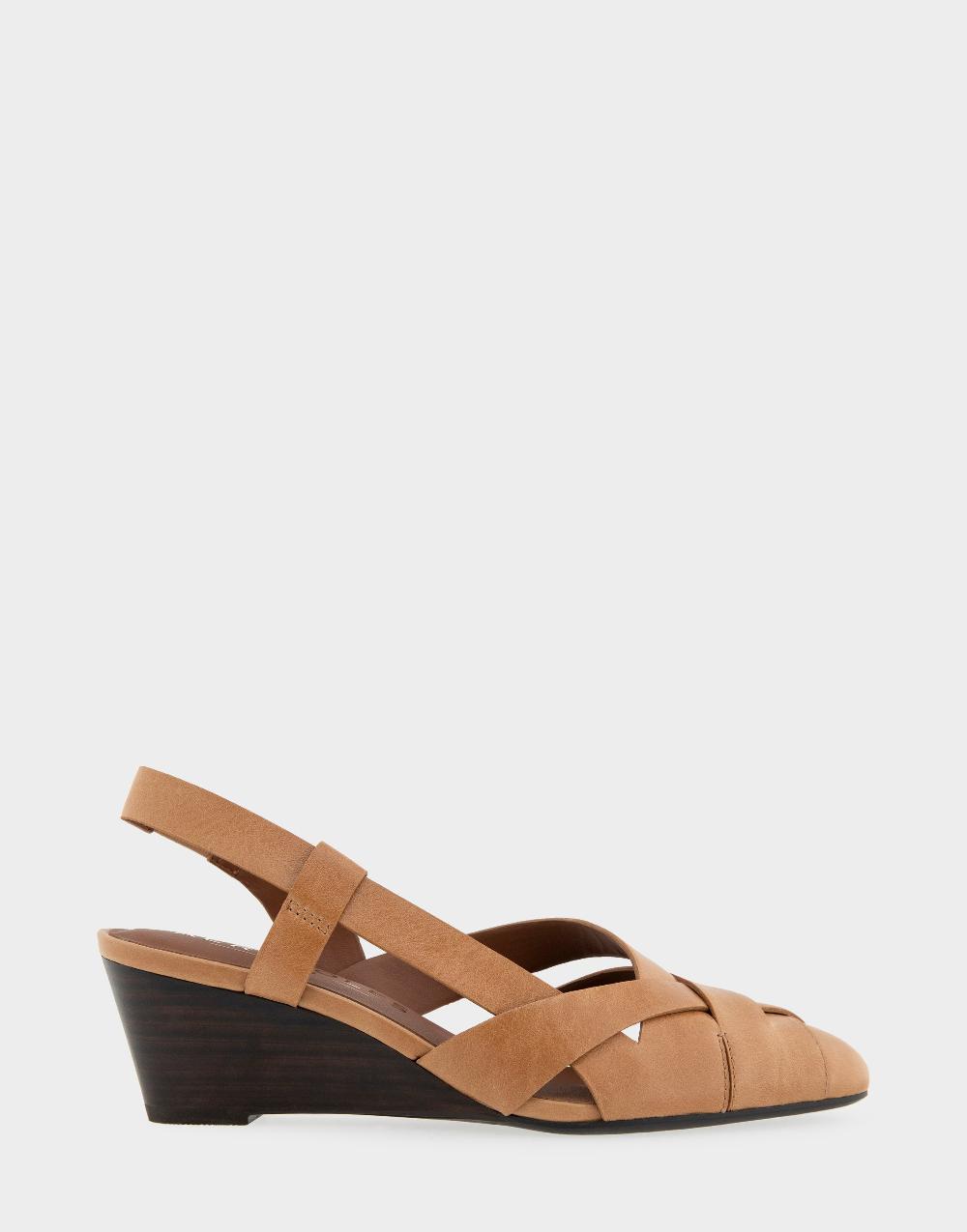 aerosoles Comfortable Women's Wedge Heels in Tan Burnished Leather