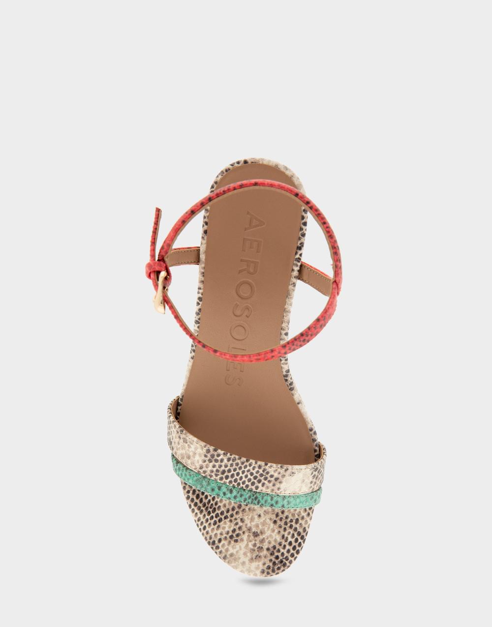 Aerosoles Comfortable Women's Wedge Sandals In Animal Faux Leather